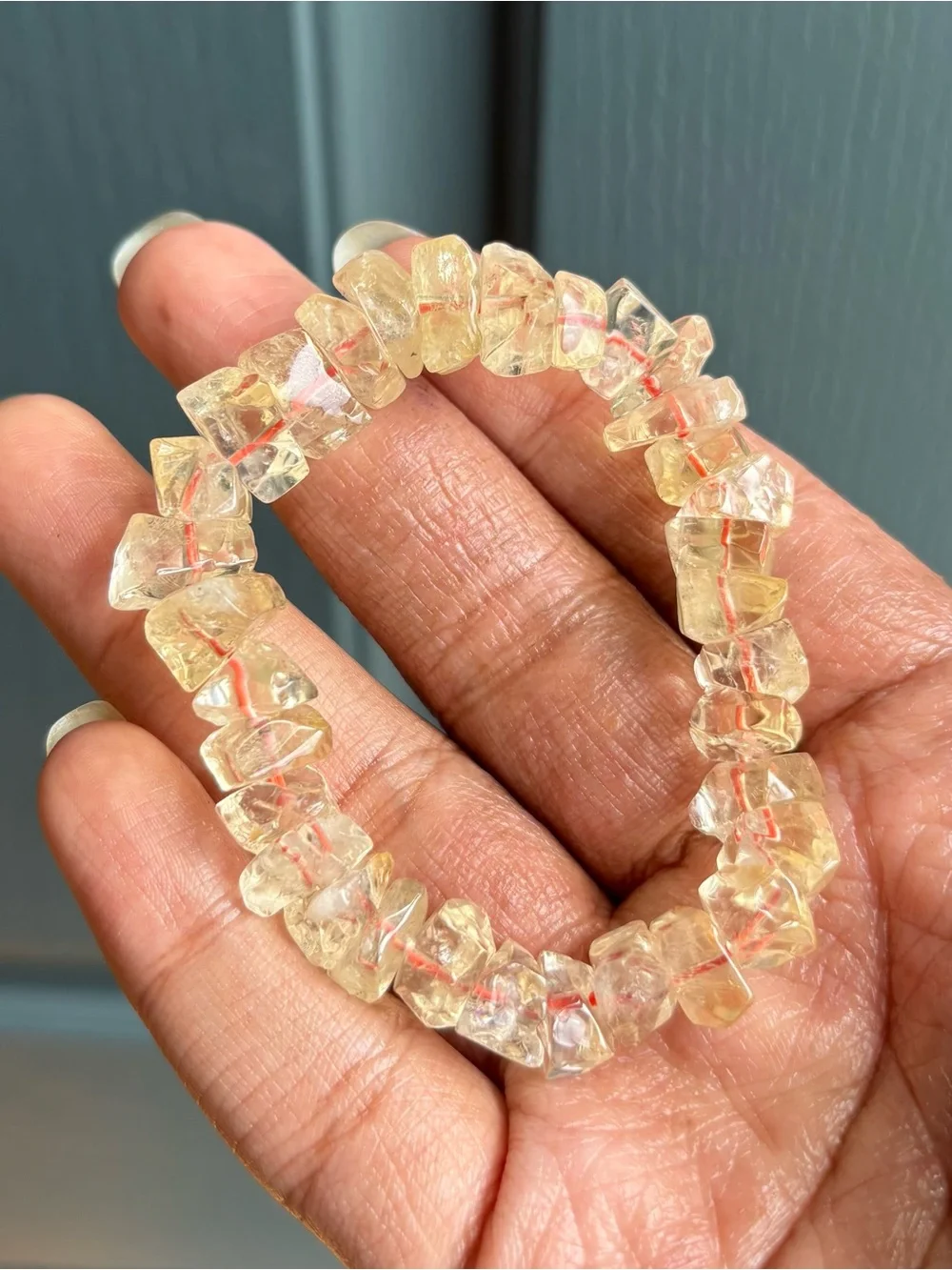 Lemon Citrine Chip Crystal Bracelet 9-10mm